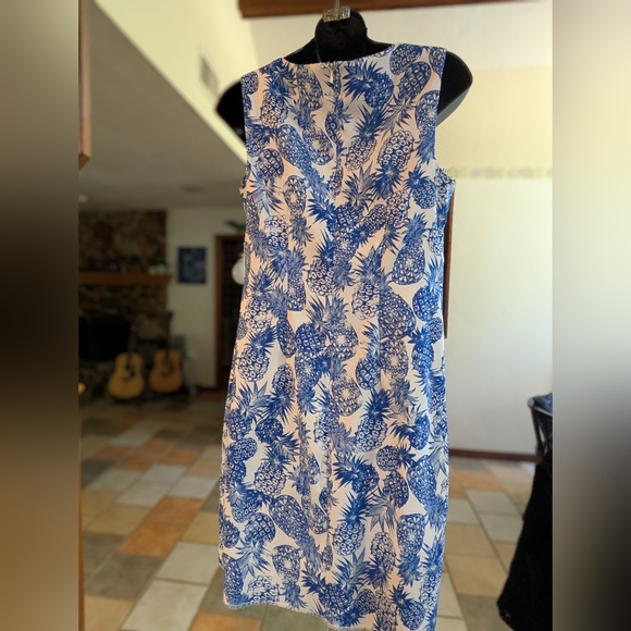 Alyx White Dress with Blue Pineapple Print. Size 6 - Picture 3 of 14